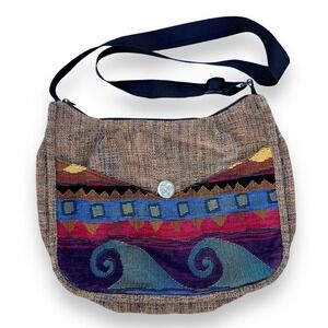 Vintage Southwest Boho Crossbody Bag‎ Zip Pockets Tote Zip Strap Purse Bohemian